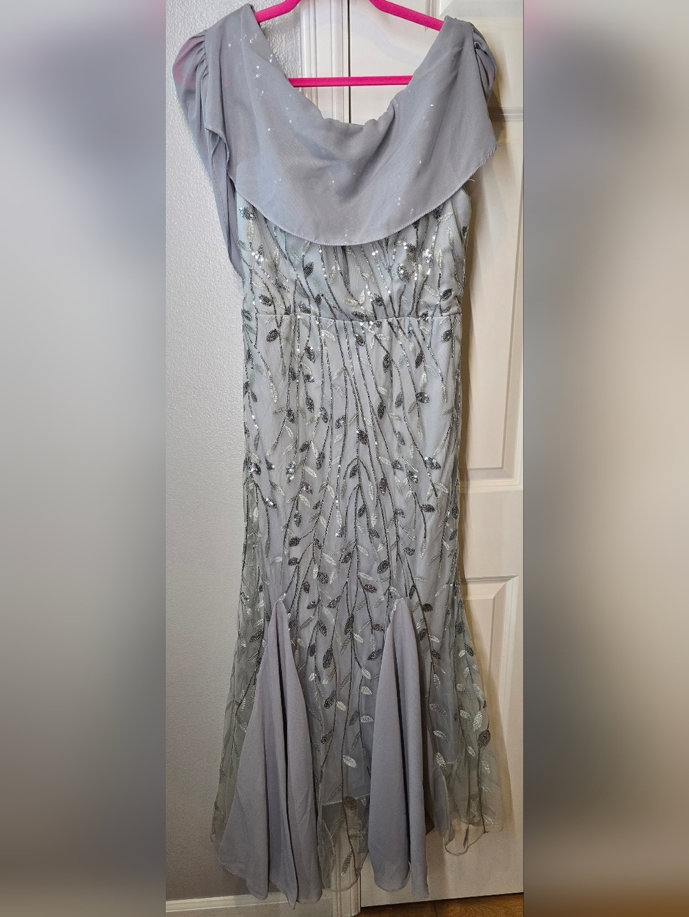 Elegant Silver-Embellished Women’s Dress